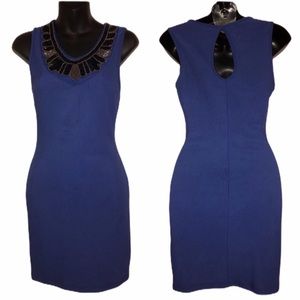 🆕 NWOT Blue Dress with Neckline Embellishments